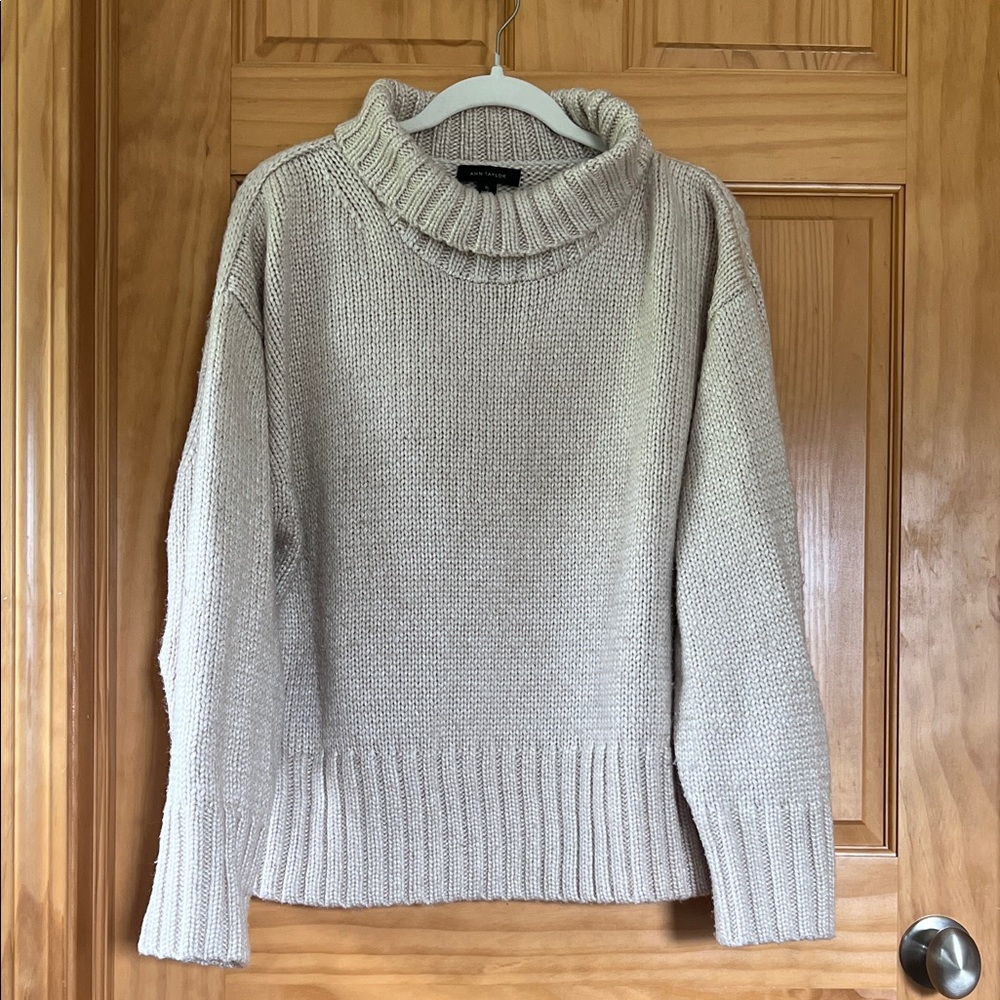 Ann Taylor Cream Cowl Neck Sweater
